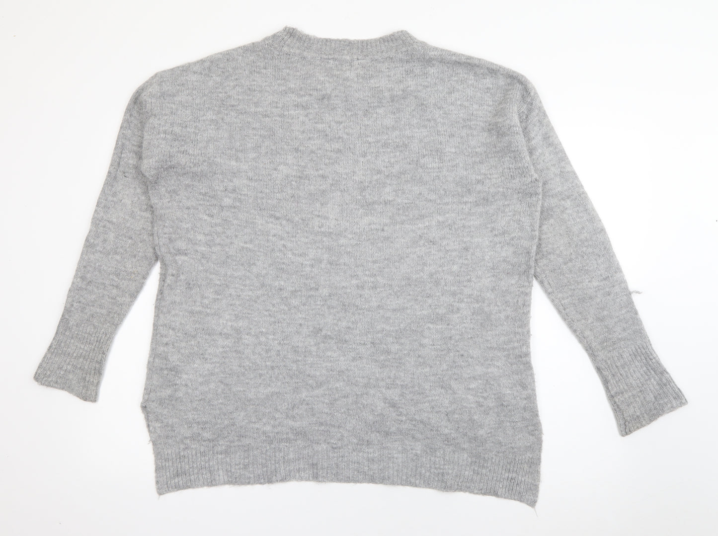 Dorothy Perkins Womens Grey Crew Neck  Acrylic Pullover Jumper Size 14