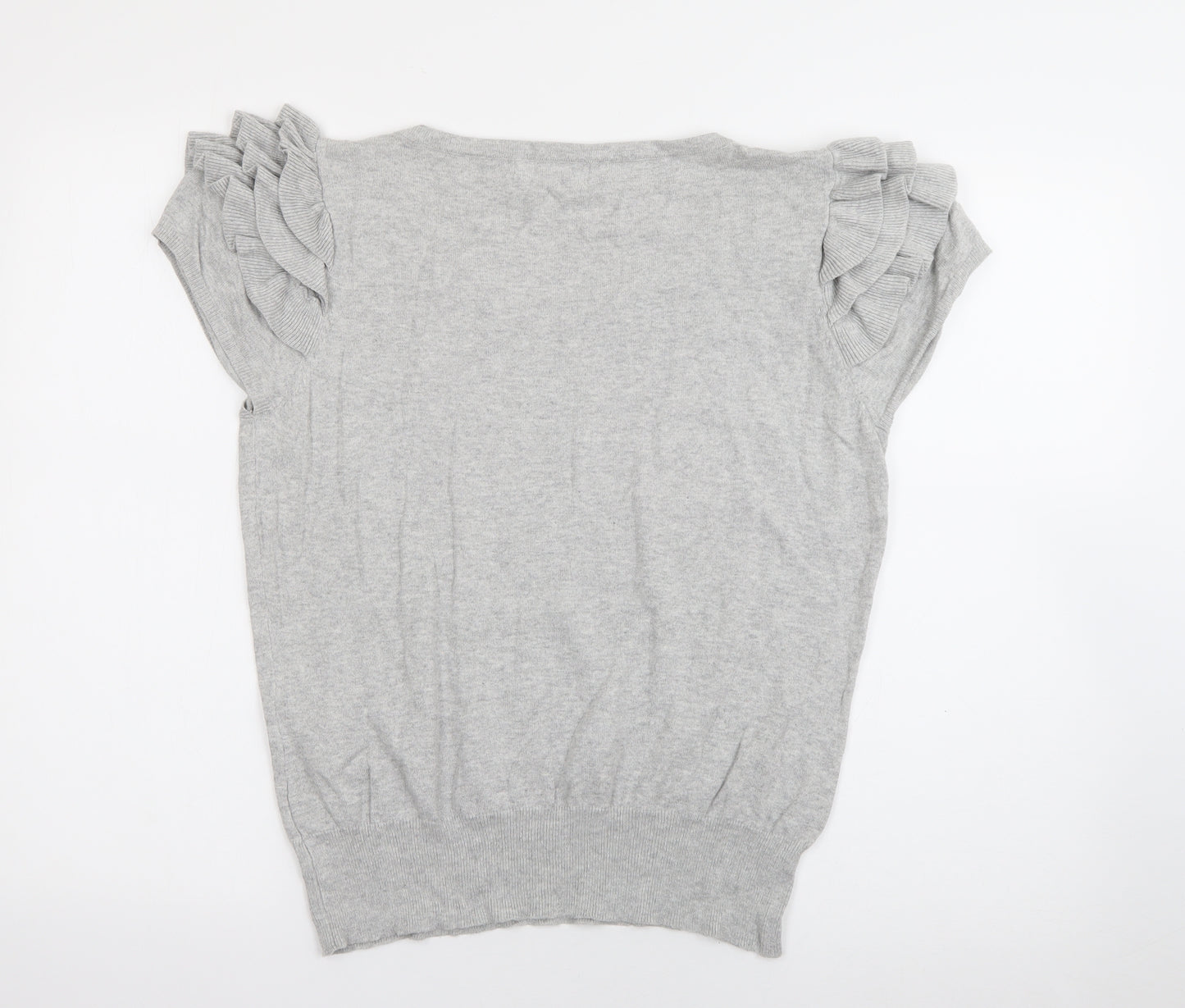Internacionale Womens Grey Scoop Neck  Cotton Pullover Jumper Size 16