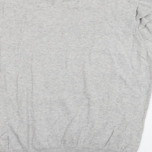 Internacionale Womens Grey Scoop Neck  Cotton Pullover Jumper Size 16