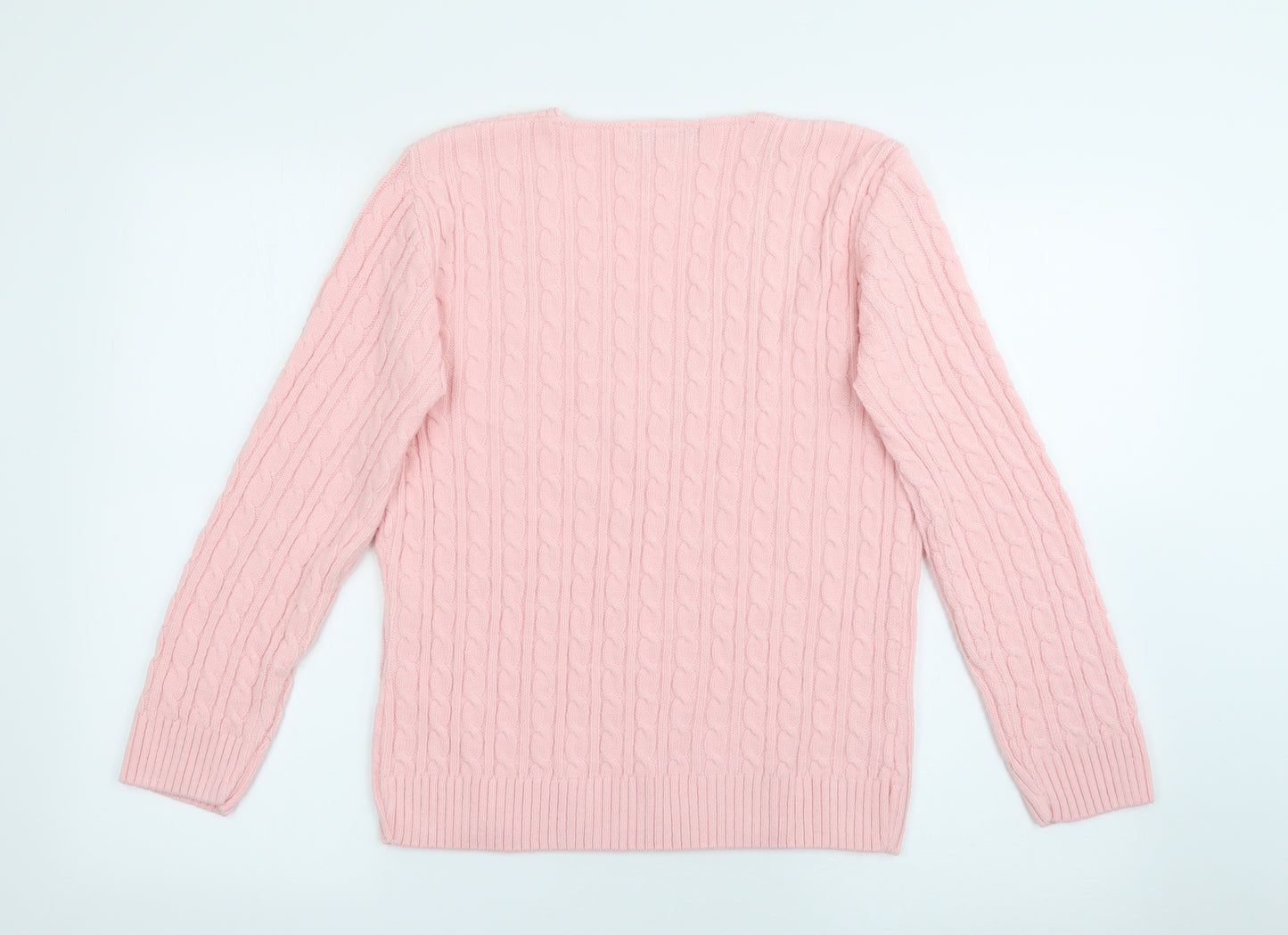 Pure & Natural Womens Pink V-Neck  Acrylic Pullover Jumper Size S