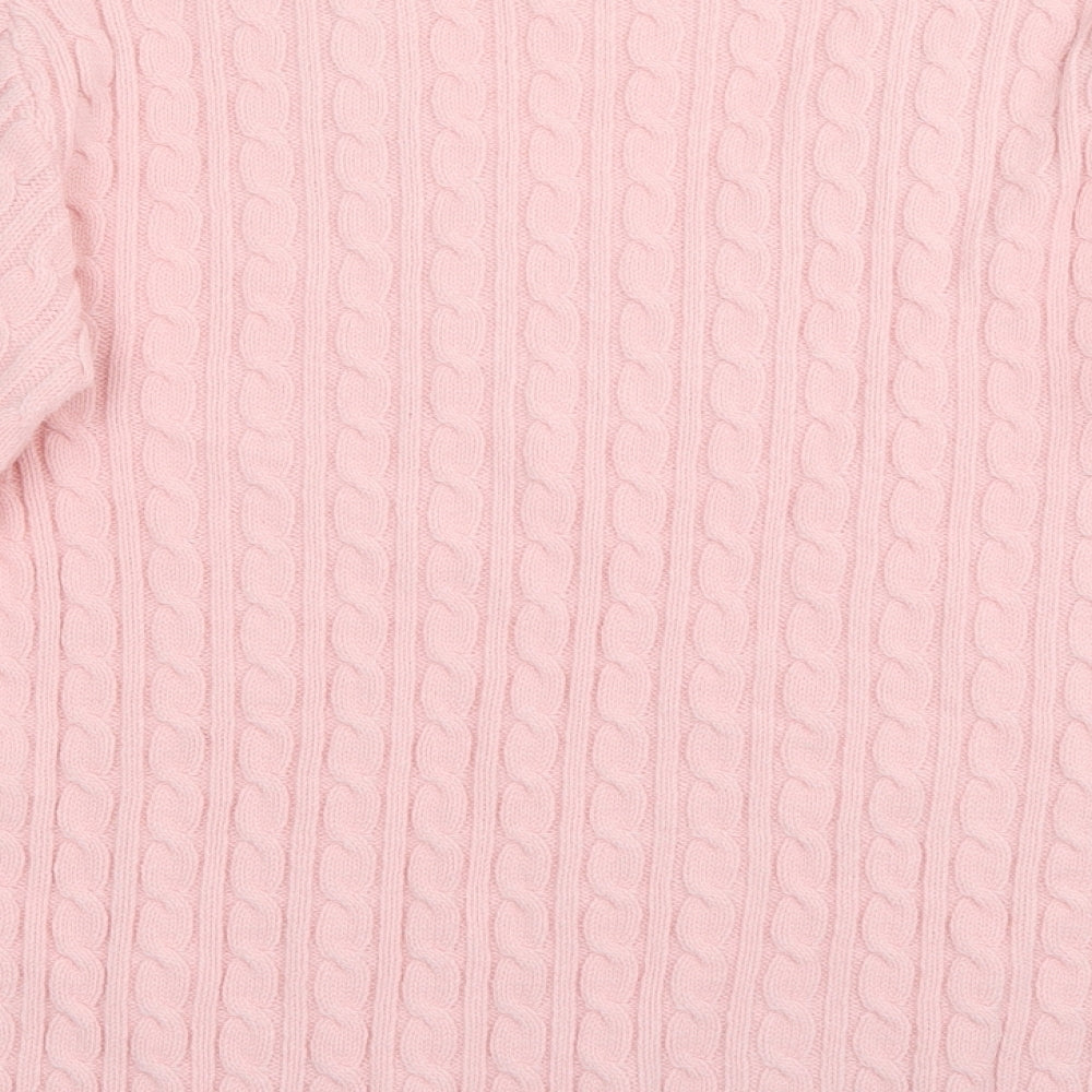 Pure & Natural Womens Pink V-Neck  Acrylic Pullover Jumper Size S
