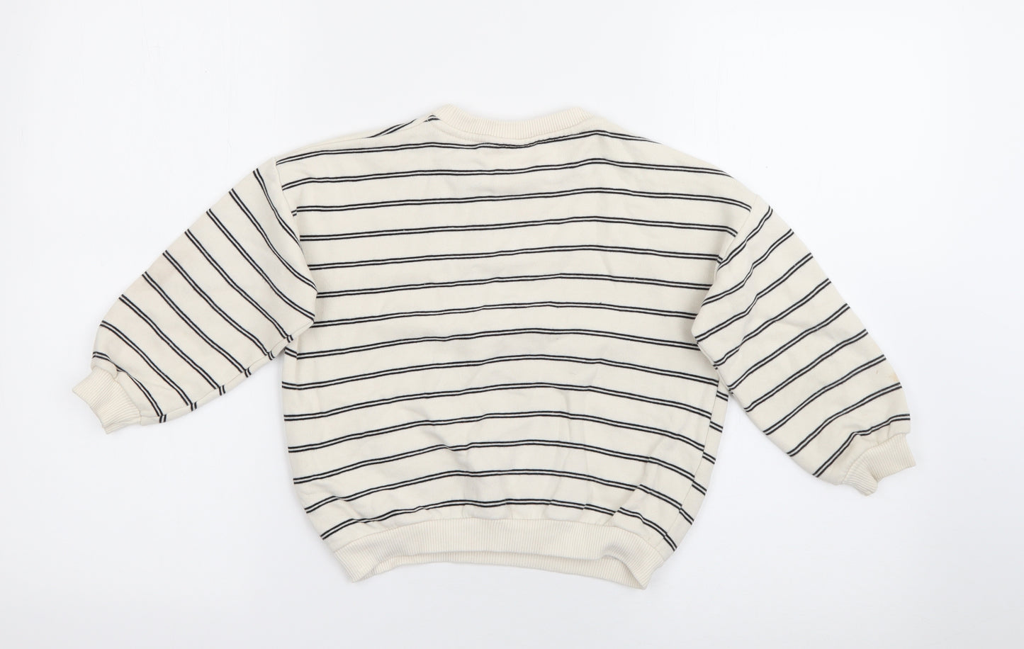 Zara Boys White Striped Cotton Pullover Sweatshirt Size 3-4 Years