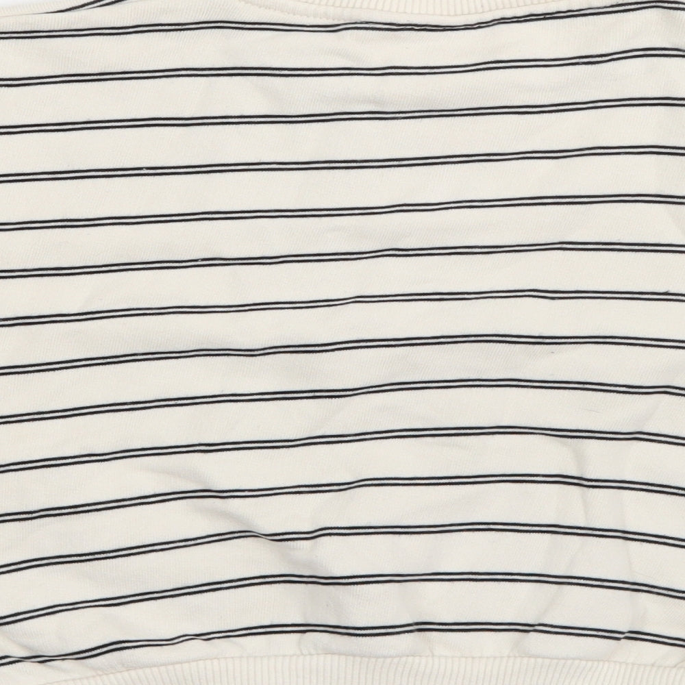 Zara Boys White Striped Cotton Pullover Sweatshirt Size 3-4 Years