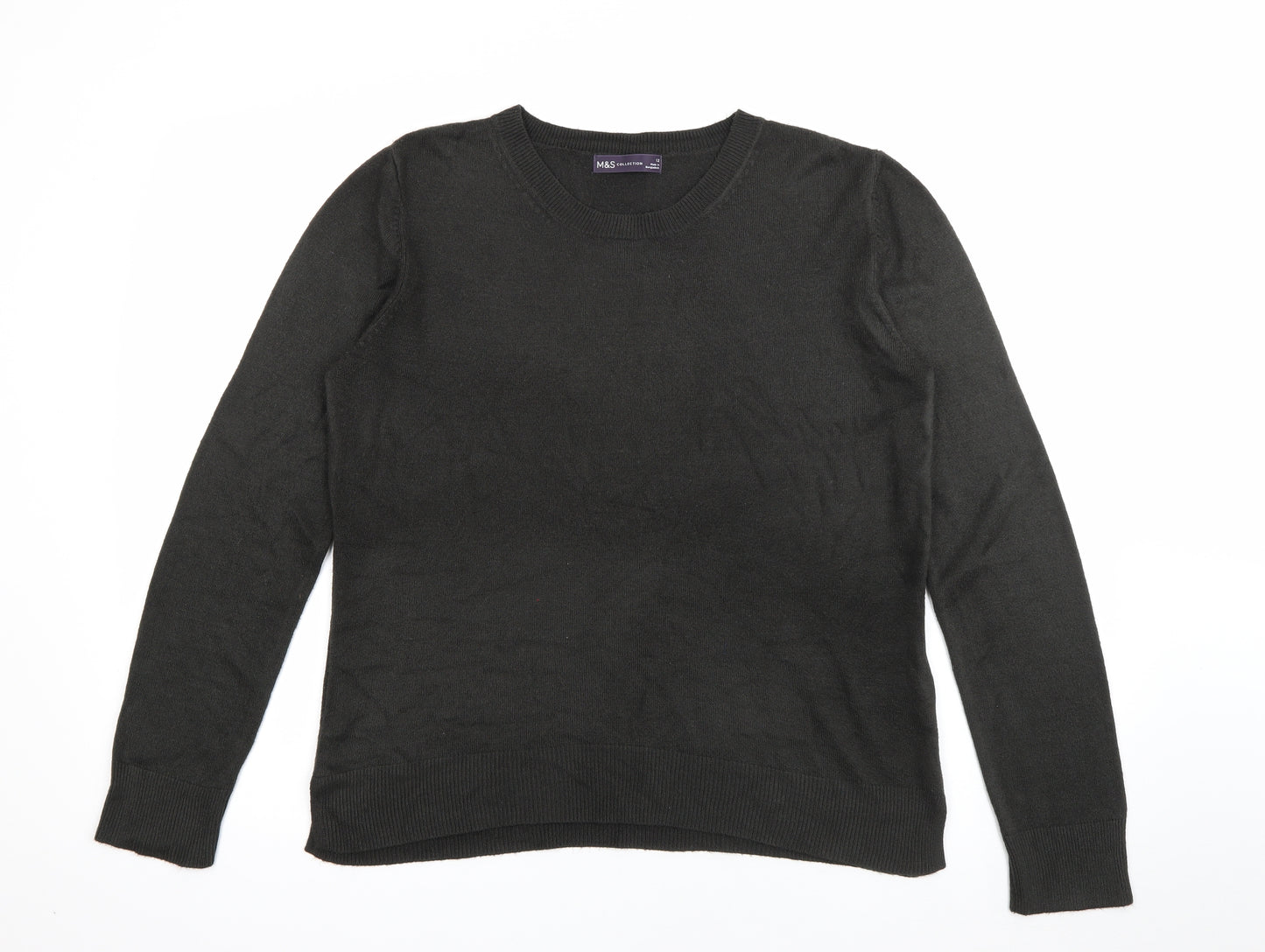 Marks and Spencer Womens Green Crew Neck  Acrylic Pullover Jumper Size 12