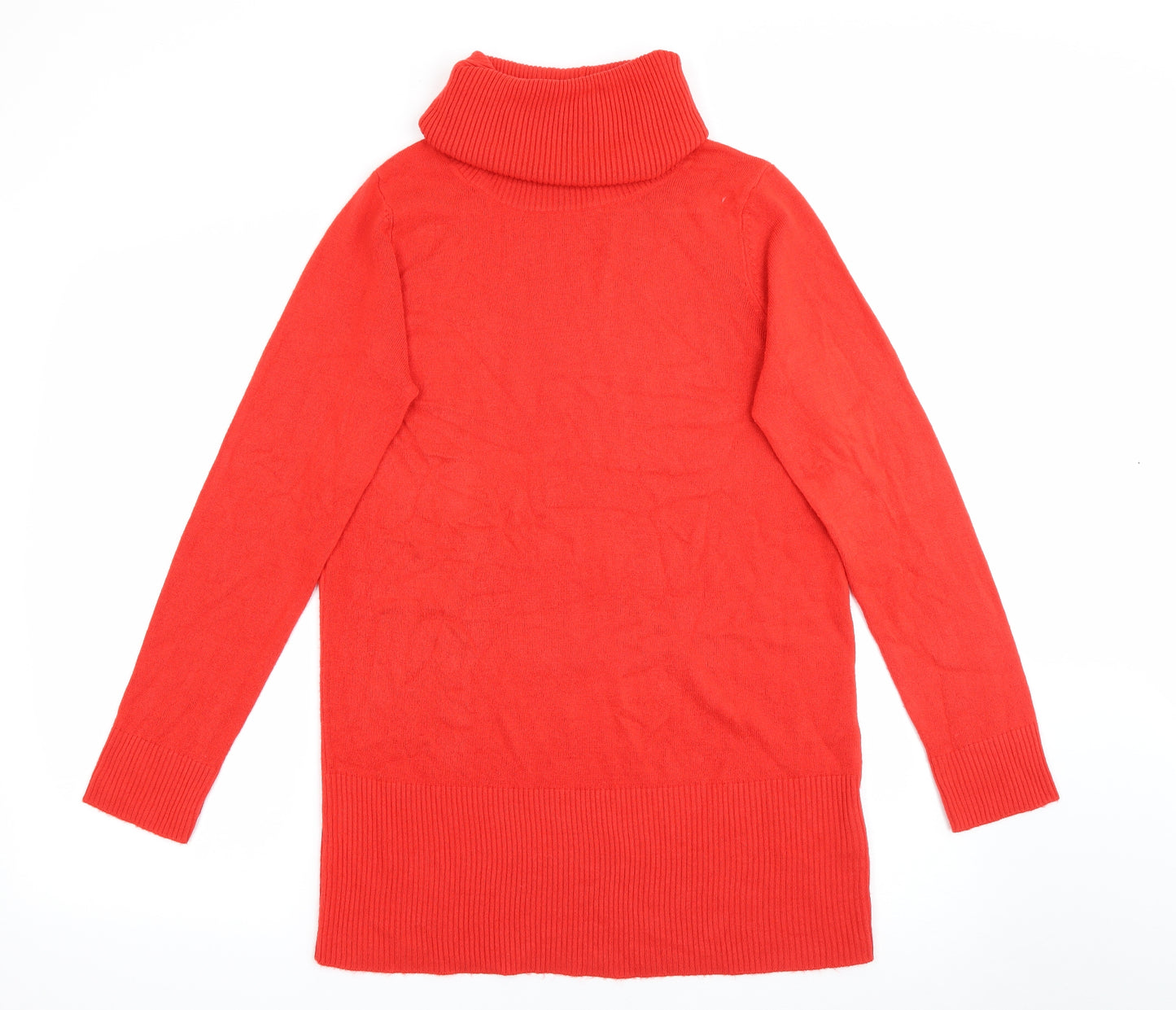 Marks and Spencer Womens Red Roll Neck  Acrylic Pullover Jumper Size 14