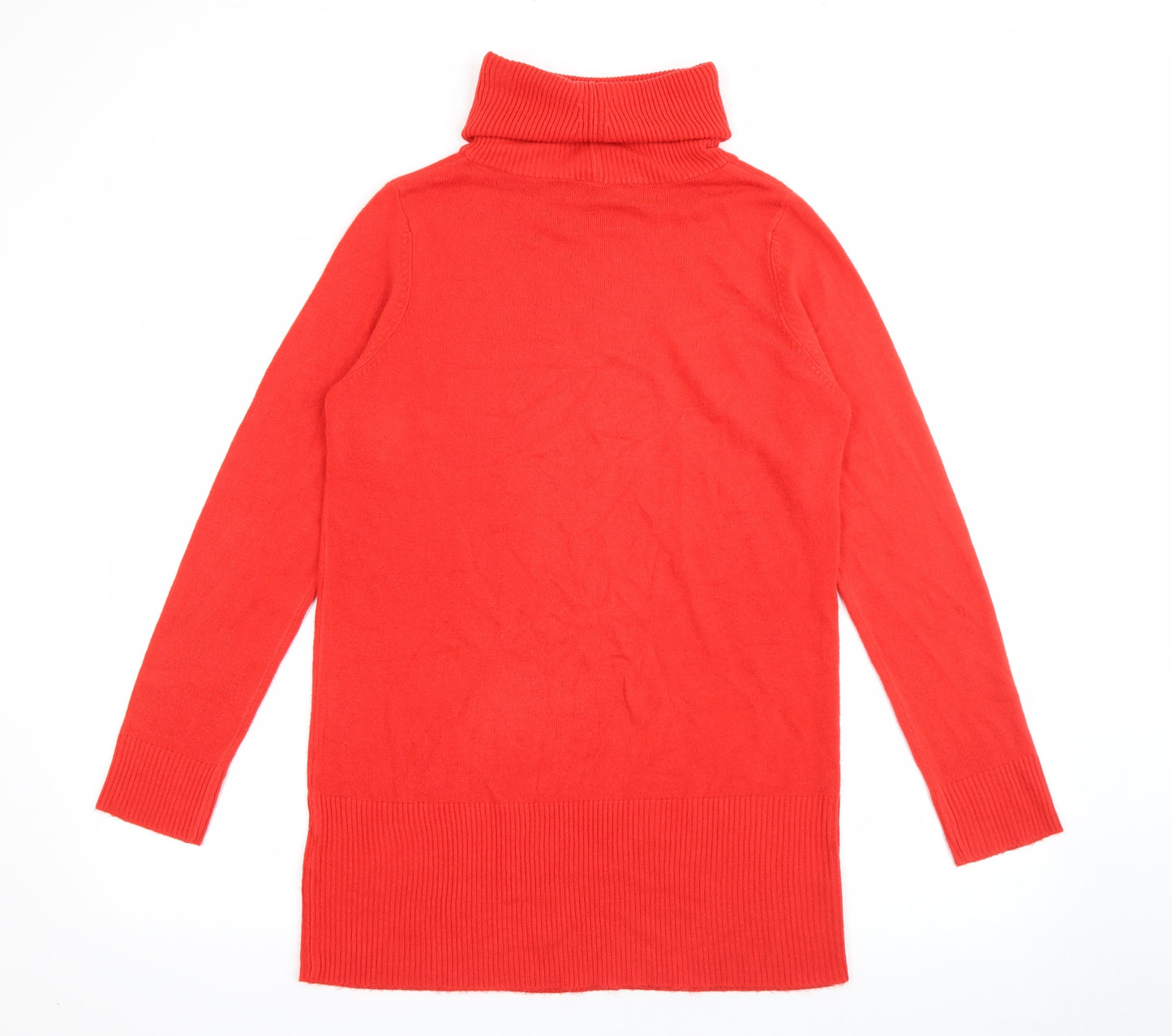 Marks and Spencer Womens Red Roll Neck  Acrylic Pullover Jumper Size 14
