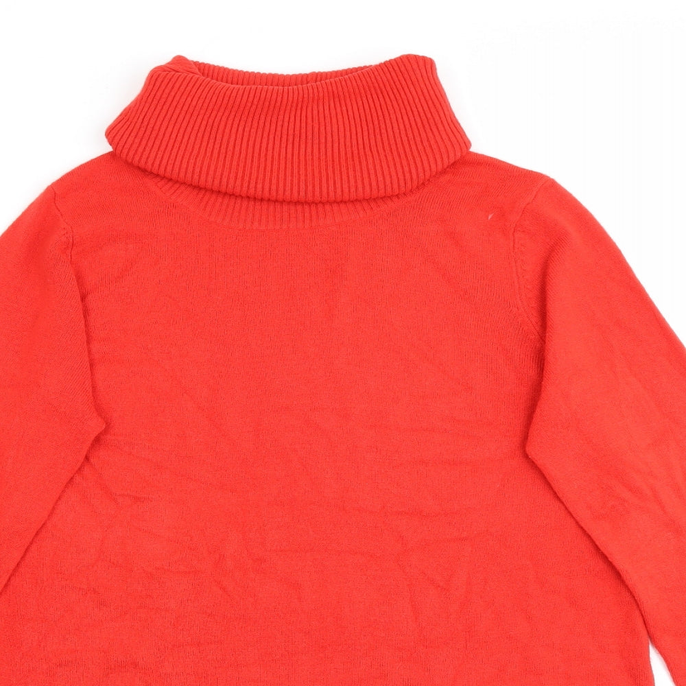 Marks and Spencer Womens Red Roll Neck  Acrylic Pullover Jumper Size 14