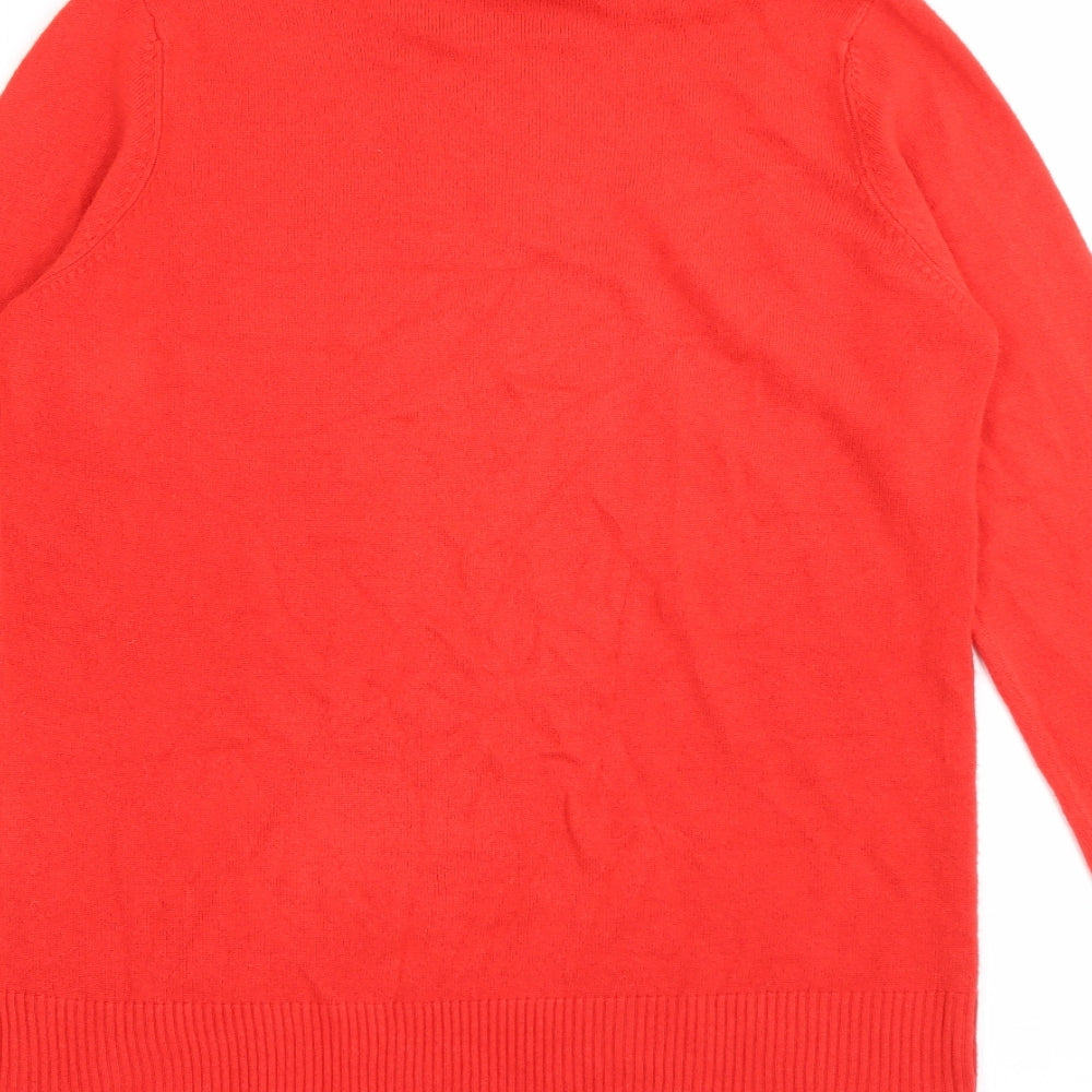 Marks and Spencer Womens Red Roll Neck  Acrylic Pullover Jumper Size 14