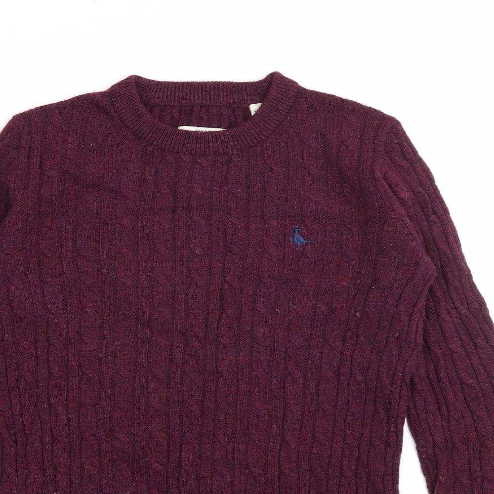 Jack Wills Womens Purple Crew Neck  Wool Pullover Jumper Size 10
