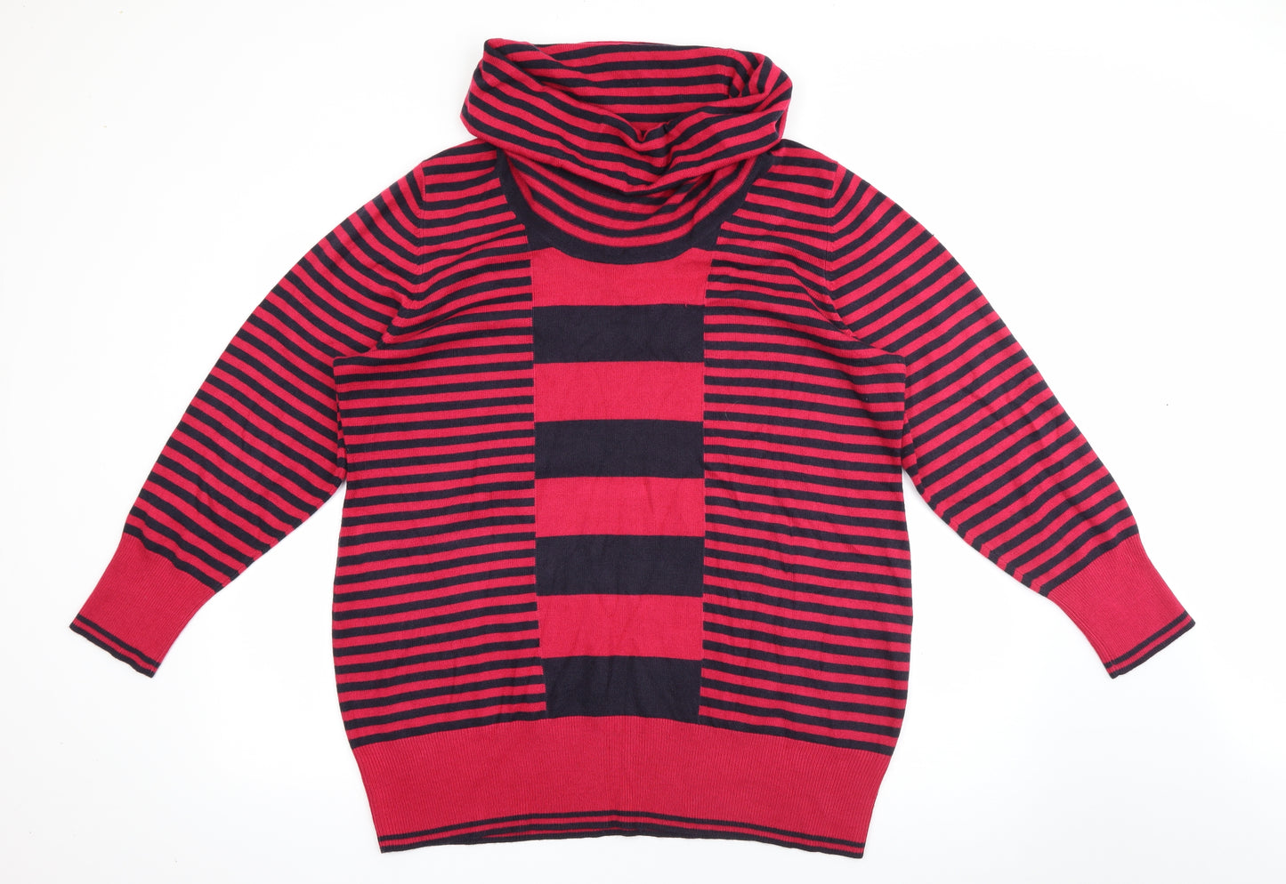 Per Una Womens Pink Roll Neck Striped Acrylic Pullover Jumper Size 20