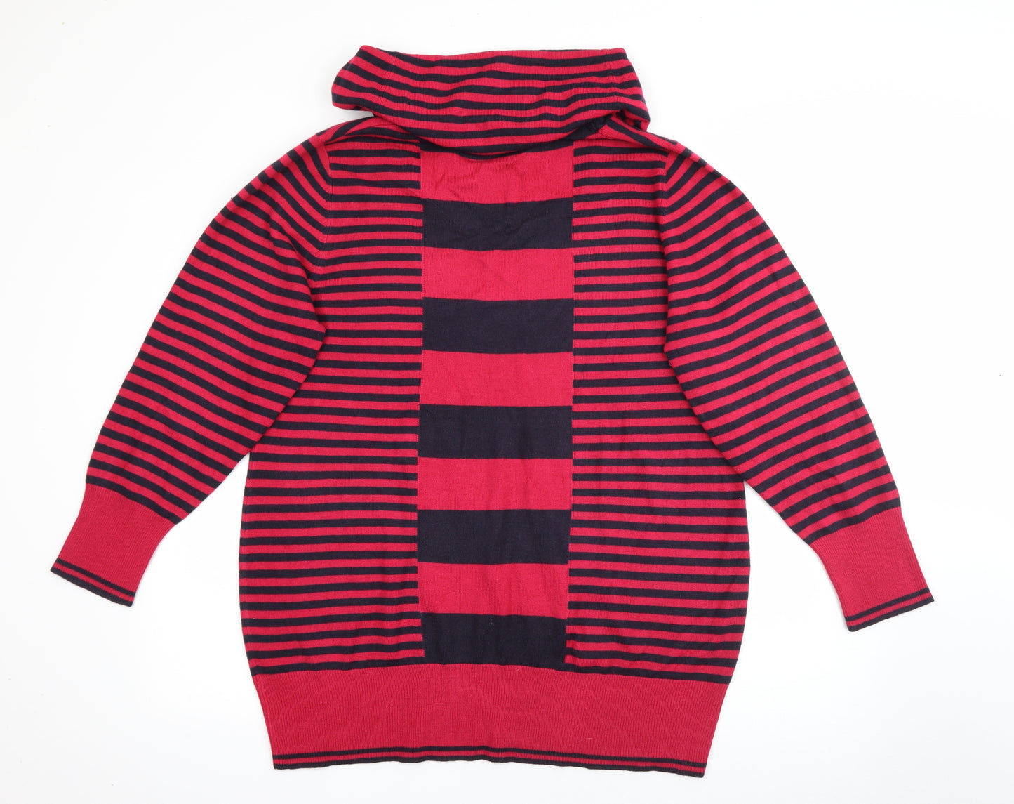 Per Una Womens Pink Roll Neck Striped Acrylic Pullover Jumper Size 20