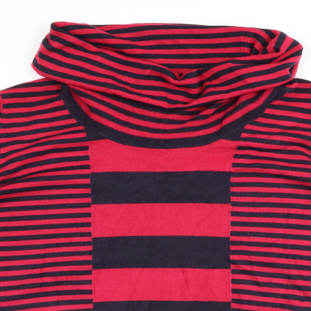 Per Una Womens Pink Roll Neck Striped Acrylic Pullover Jumper Size 20