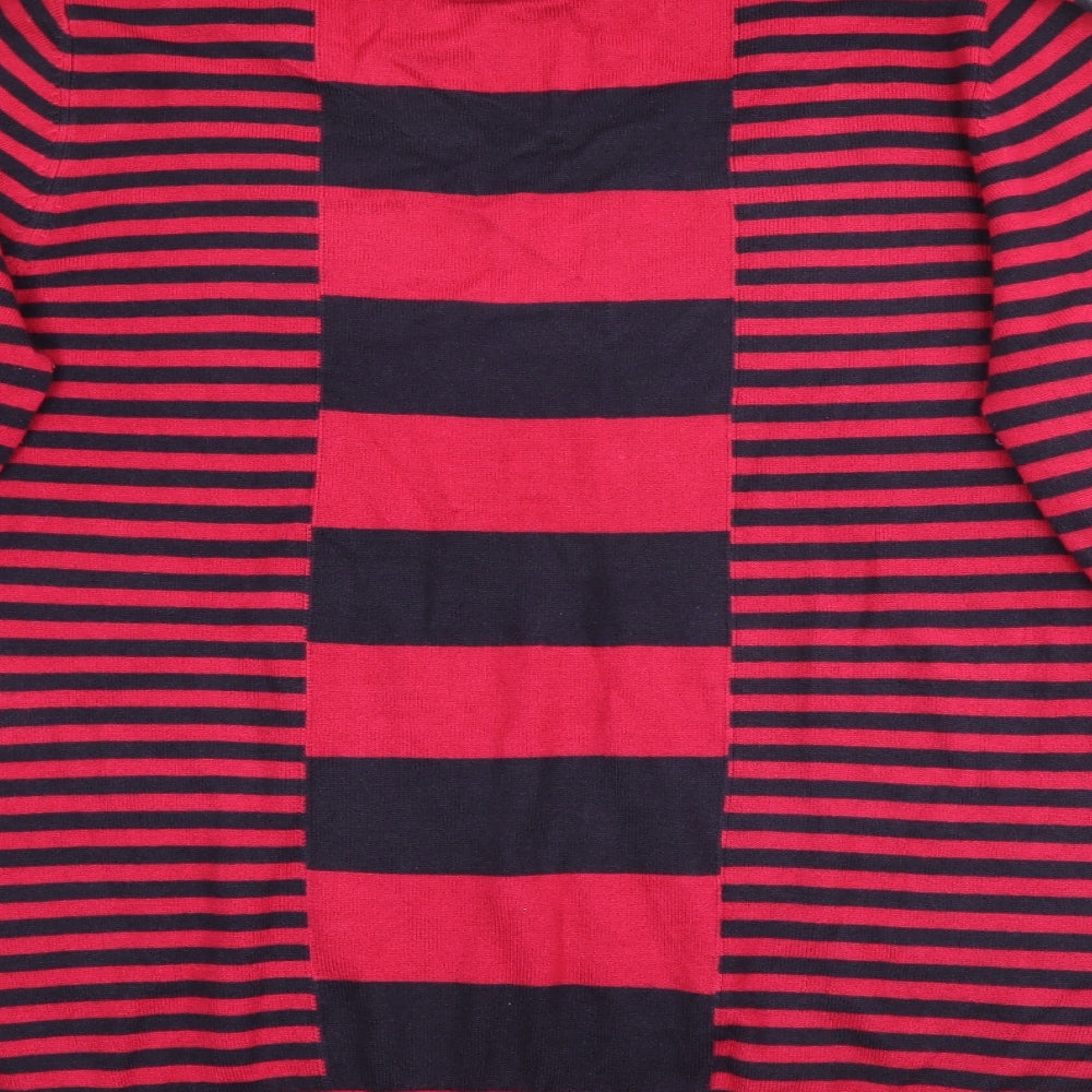 Per Una Womens Pink Roll Neck Striped Acrylic Pullover Jumper Size 20
