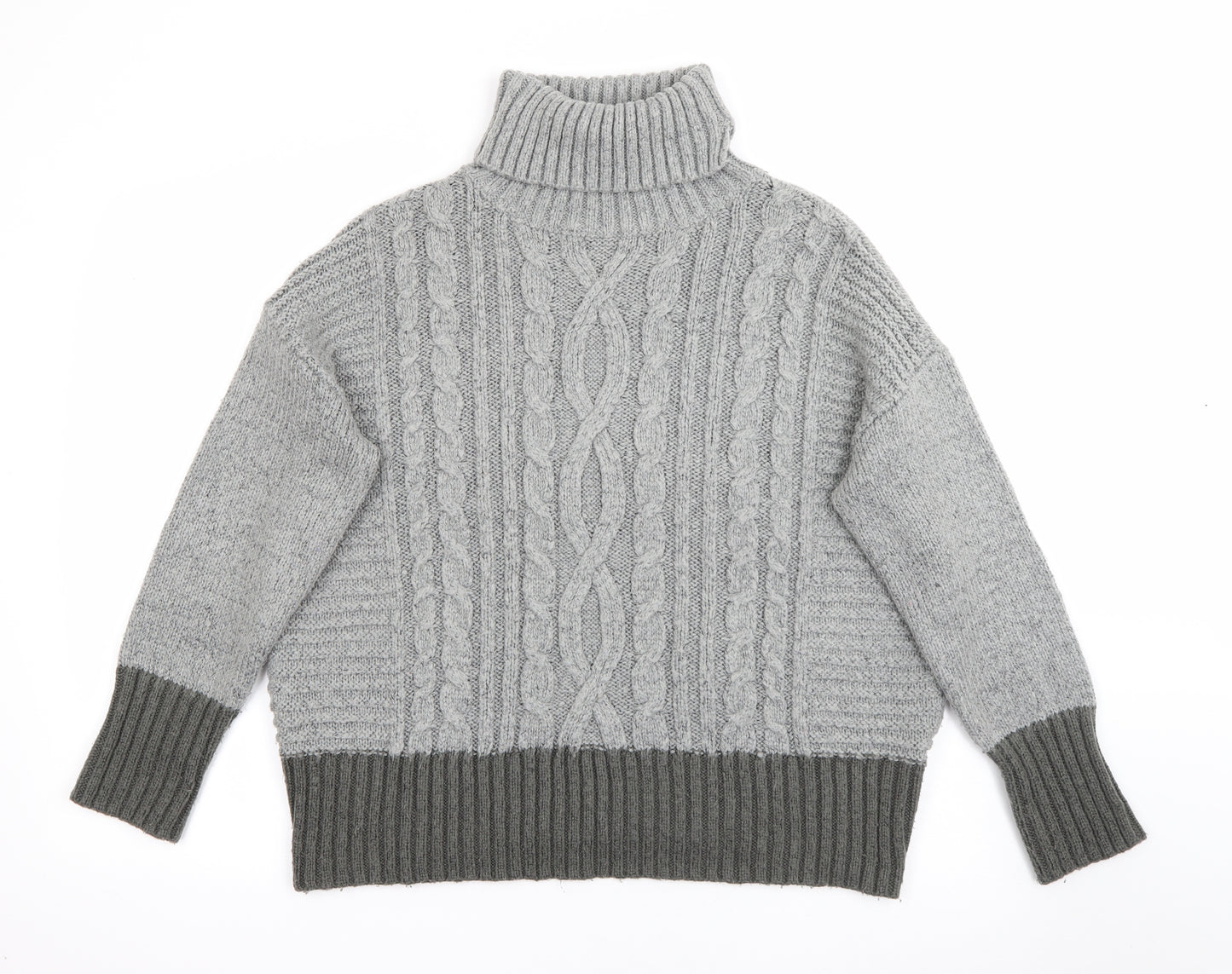 Papaya Womens Grey Roll Neck  Acrylic Pullover Jumper Size M