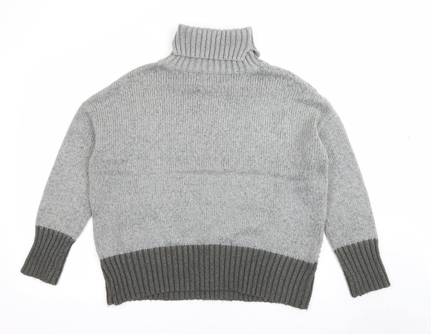 Papaya Womens Grey Roll Neck  Acrylic Pullover Jumper Size M