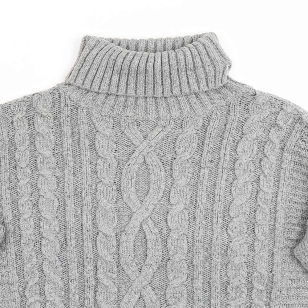 Papaya Womens Grey Roll Neck  Acrylic Pullover Jumper Size M