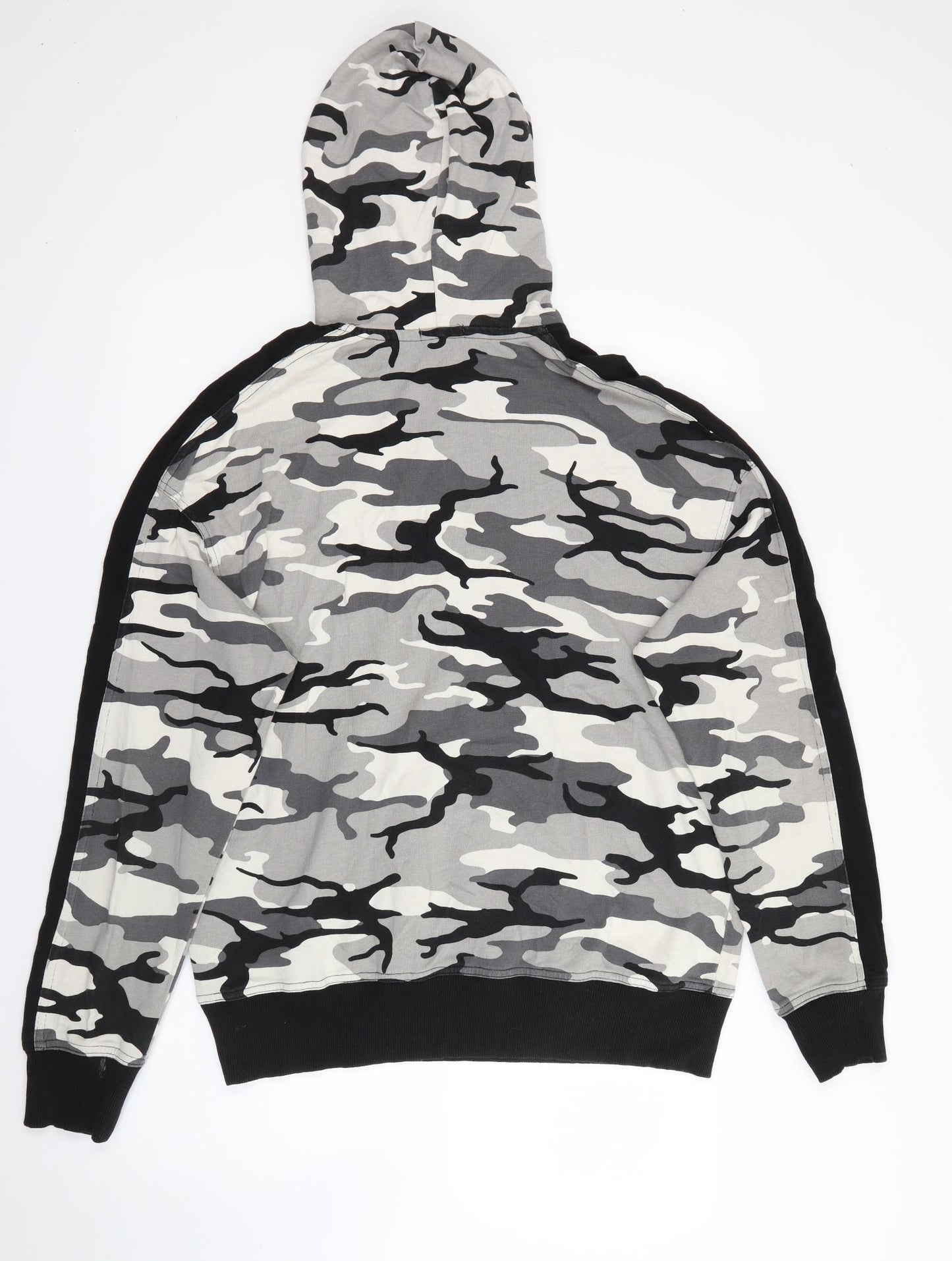 H&M Mens Grey Camouflage Cotton Pullover Hoodie Size M