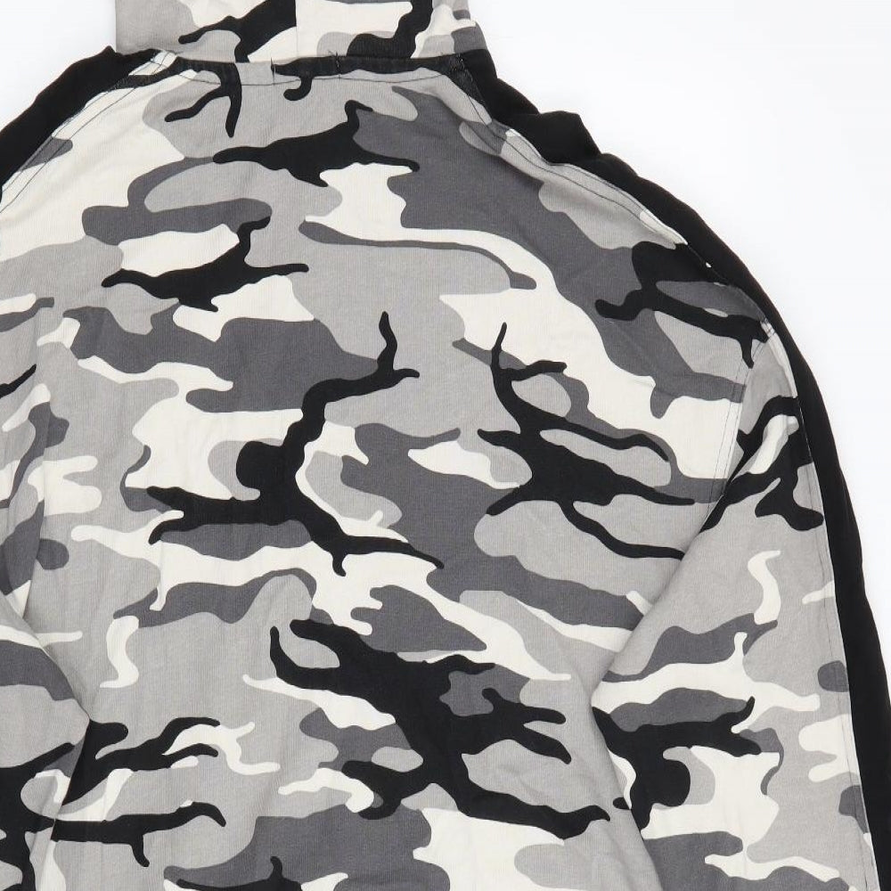 H&M Mens Grey Camouflage Cotton Pullover Hoodie Size M