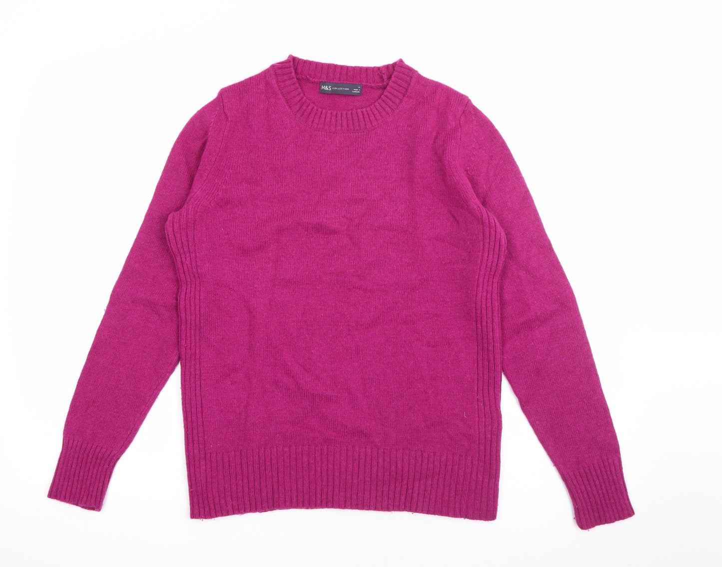 Marks and Spencer Womens Pink Crew Neck  Wool Pullover Jumper Size 10