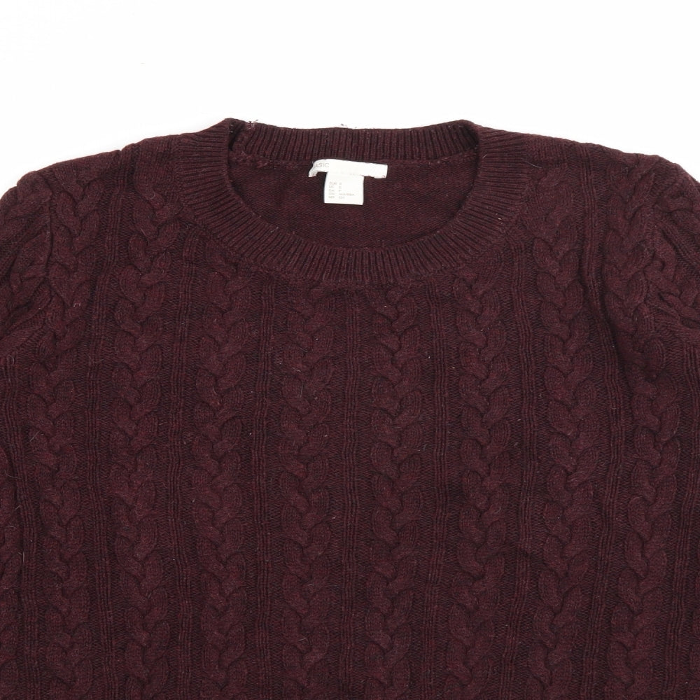 H&M Womens Purple Crew Neck  Acrylic Pullover Jumper Size S
