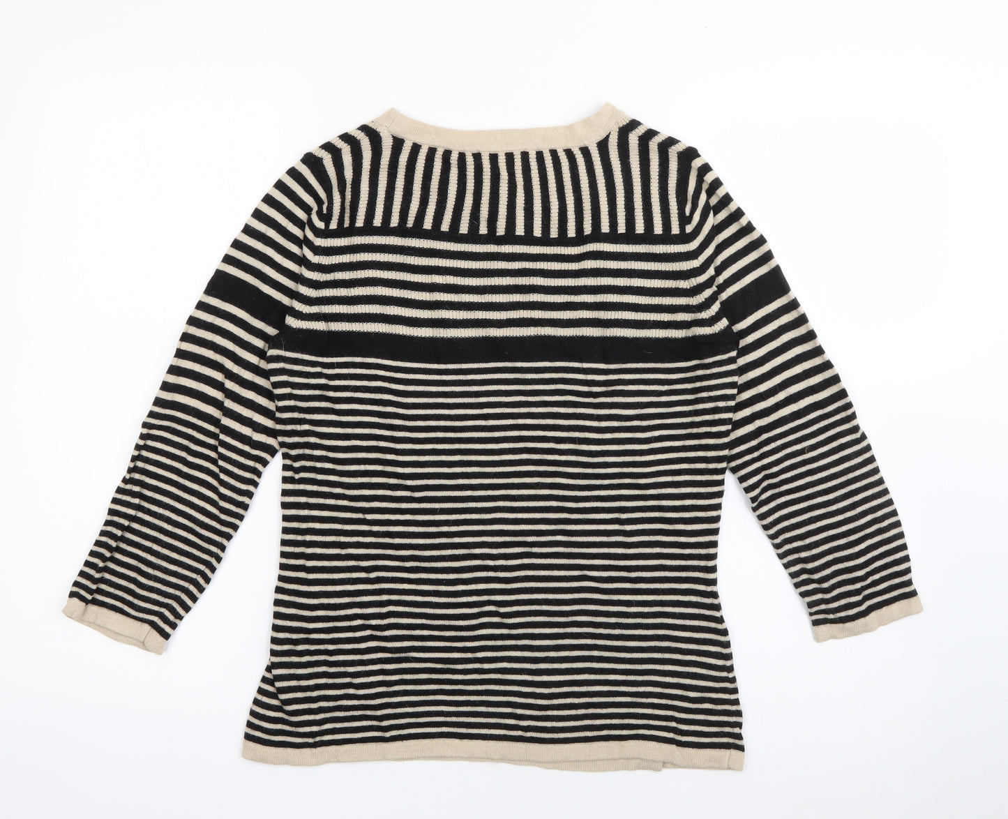 CC Womens Beige Crew Neck Striped Viscose Pullover Jumper Size S
