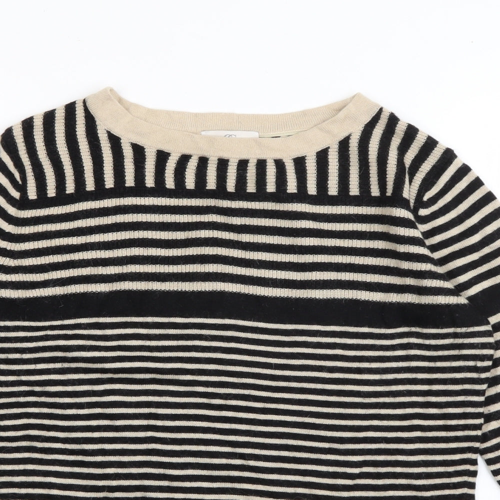 CC Womens Beige Crew Neck Striped Viscose Pullover Jumper Size S