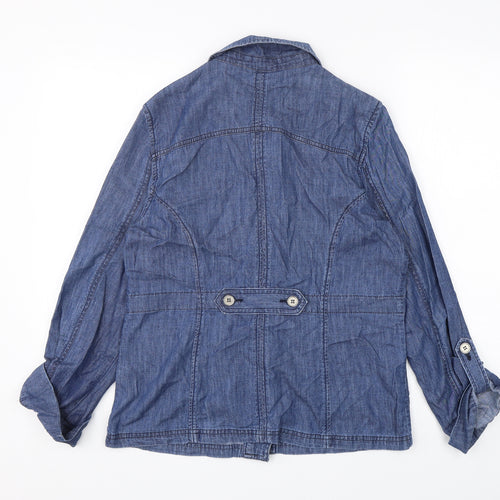 Maine New England Womens Blue  Cotton Basic Button-Up Size 12 Collared