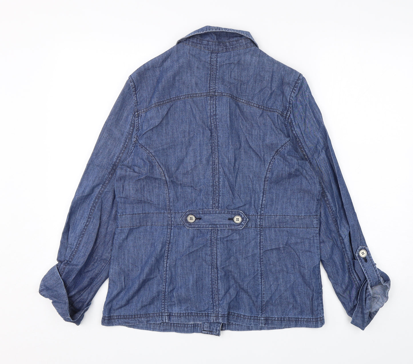 Maine New England Womens Blue  Cotton Basic Button-Up Size 12 Collared