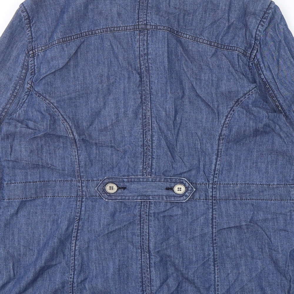 Maine New England Womens Blue  Cotton Basic Button-Up Size 12 Collared