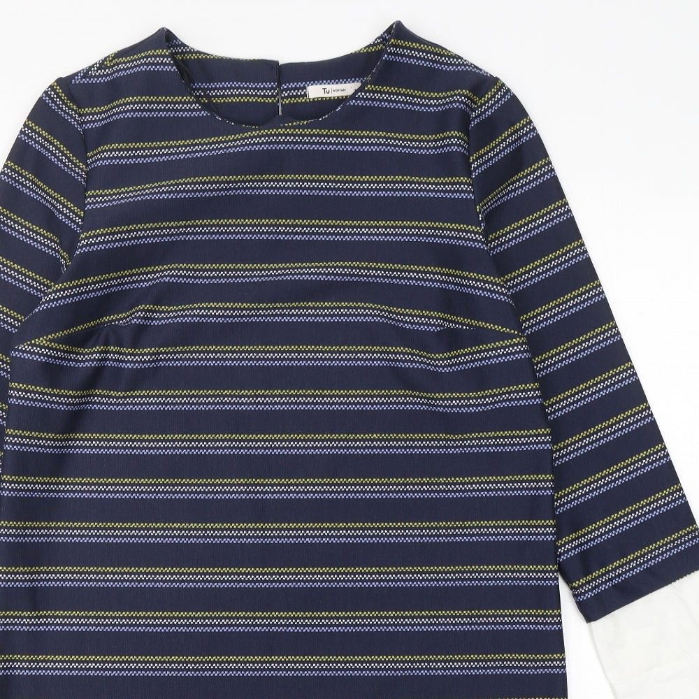 TU Womens Multicoloured Striped Polyester Sheath  Size 14  Round Neck Pullover