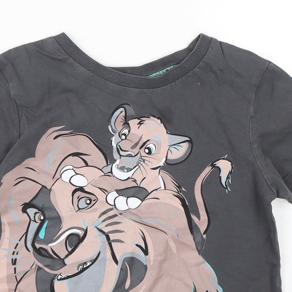 George Boys Grey  Cotton Basic T-Shirt Size 4-5 Years Round Neck Pullover - Lion King