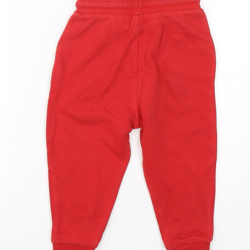 George Boys Red  Cotton Sweatpants Trousers Size 18-24 Months  Drawstring