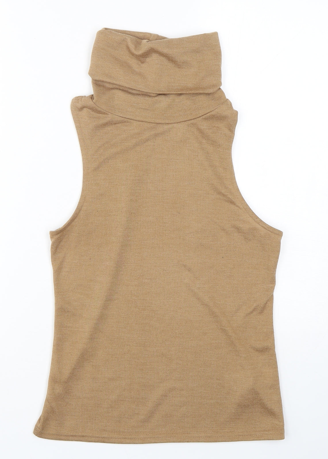 New Look Womens Beige Roll Neck  Polyester Vest Jumper Size 6