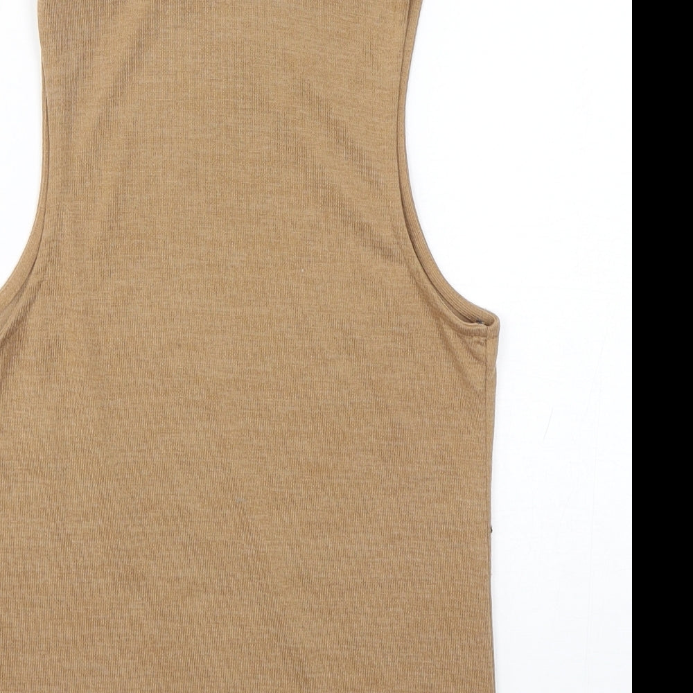 New Look Womens Beige Roll Neck  Polyester Vest Jumper Size 6