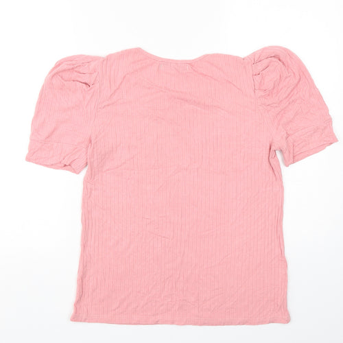 CBR Womens Pink  Polyester Basic T-Shirt Size M Round Neck