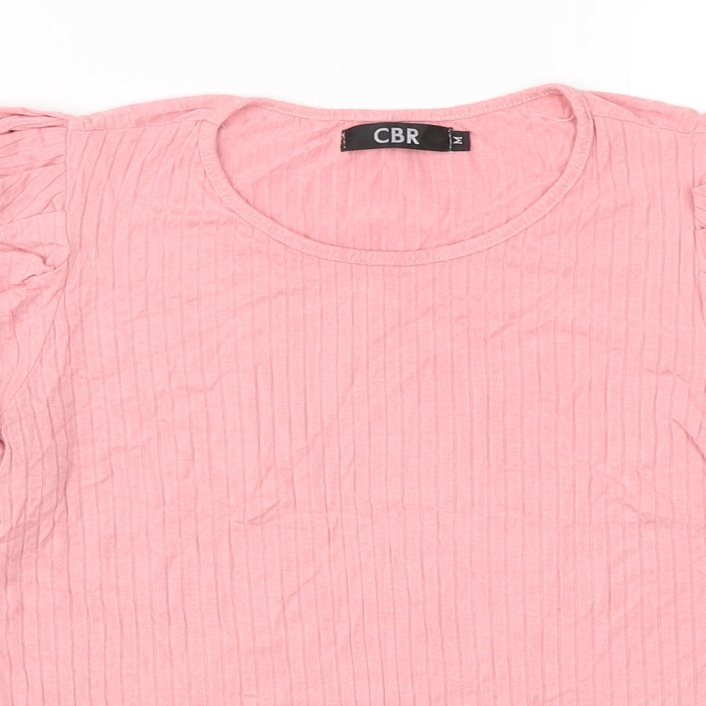 CBR Womens Pink  Polyester Basic T-Shirt Size M Round Neck