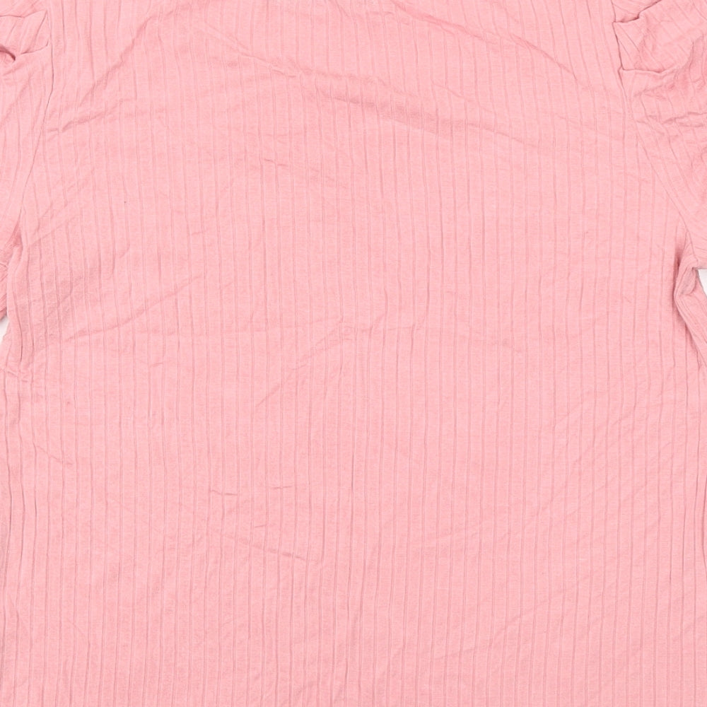 CBR Womens Pink  Polyester Basic T-Shirt Size M Round Neck