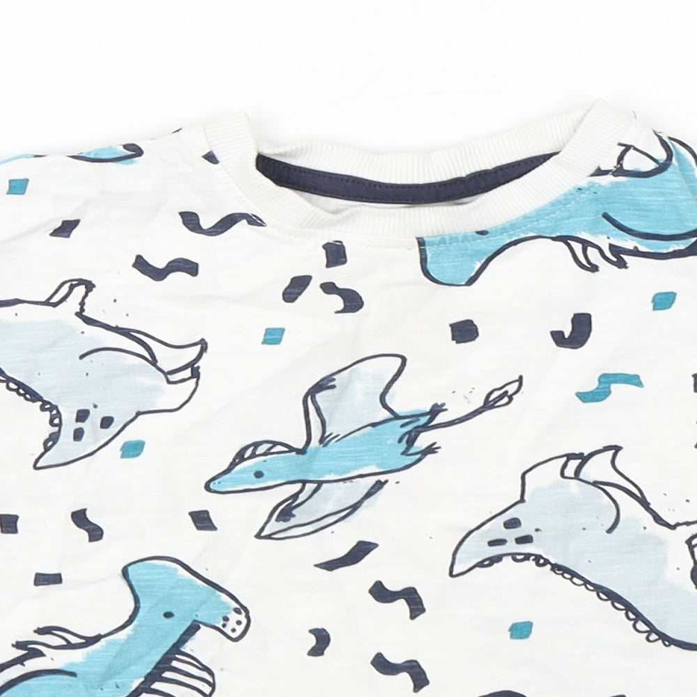 George Boys Multicoloured Geometric Cotton Basic T-Shirt Size 2-3 Years Round Neck Pullover - Dinosaur Print