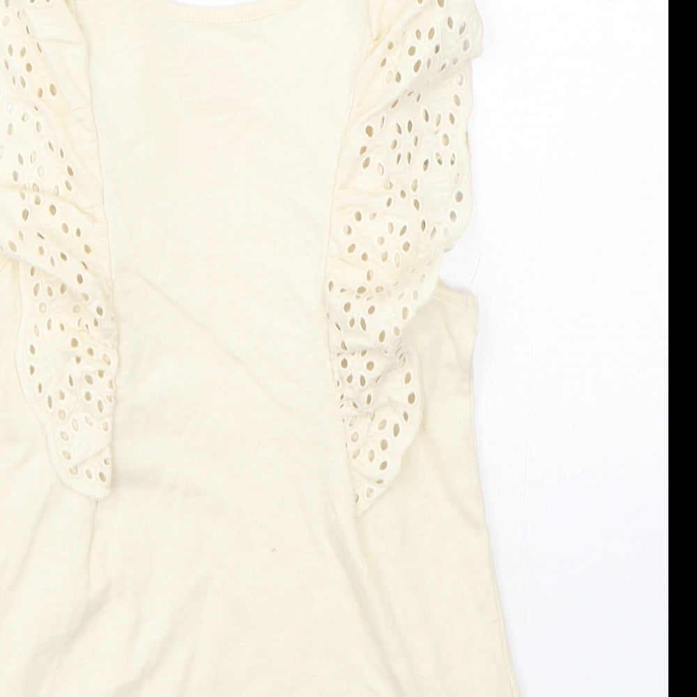 F&F Girls Yellow  Cotton Basic Tank Size 6-7 Years Round Neck Pullover