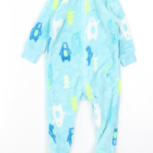 Dunnes Stores Boys Blue Geometric Polyester  One Piece Size 6-9 Months  Zip