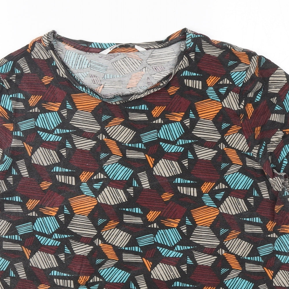 Pep&Co Womens Multicoloured Geometric Viscose Basic T-Shirt Size 18 Round Neck
