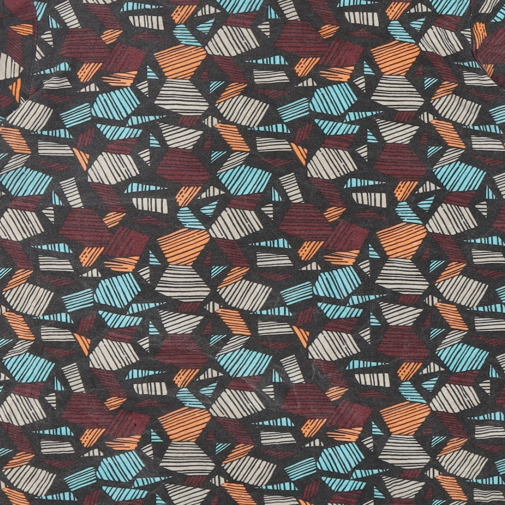 Pep&Co Womens Multicoloured Geometric Viscose Basic T-Shirt Size 18 Round Neck