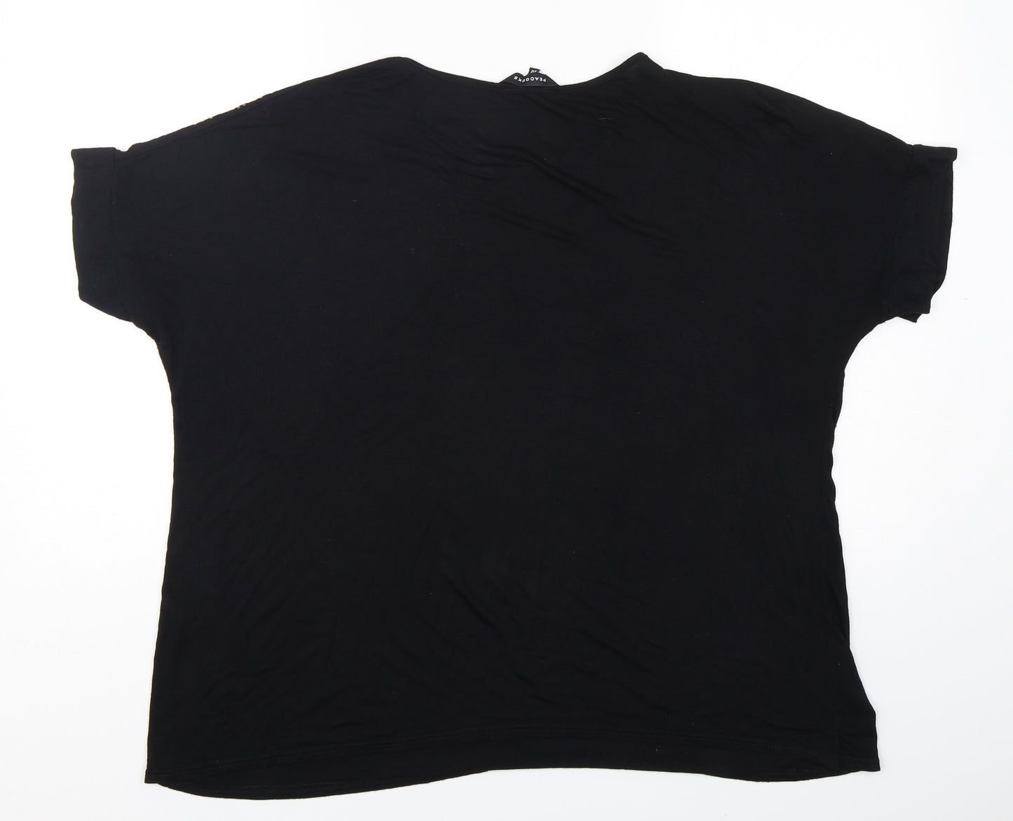 Peacocks Womens Black Polka Dot Polyester Basic T-Shirt Size 20 Round Neck