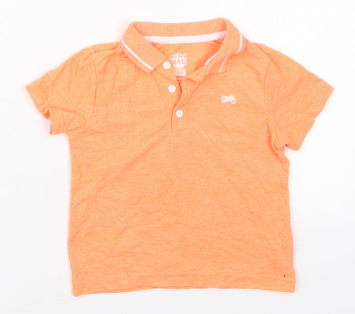 F&F Boys Orange  Cotton Basic Polo Size 18-24 Months Collared Pullover