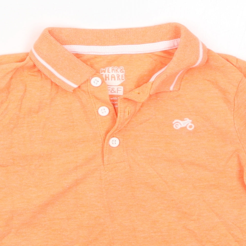 F&F Boys Orange  Cotton Basic Polo Size 18-24 Months Collared Pullover