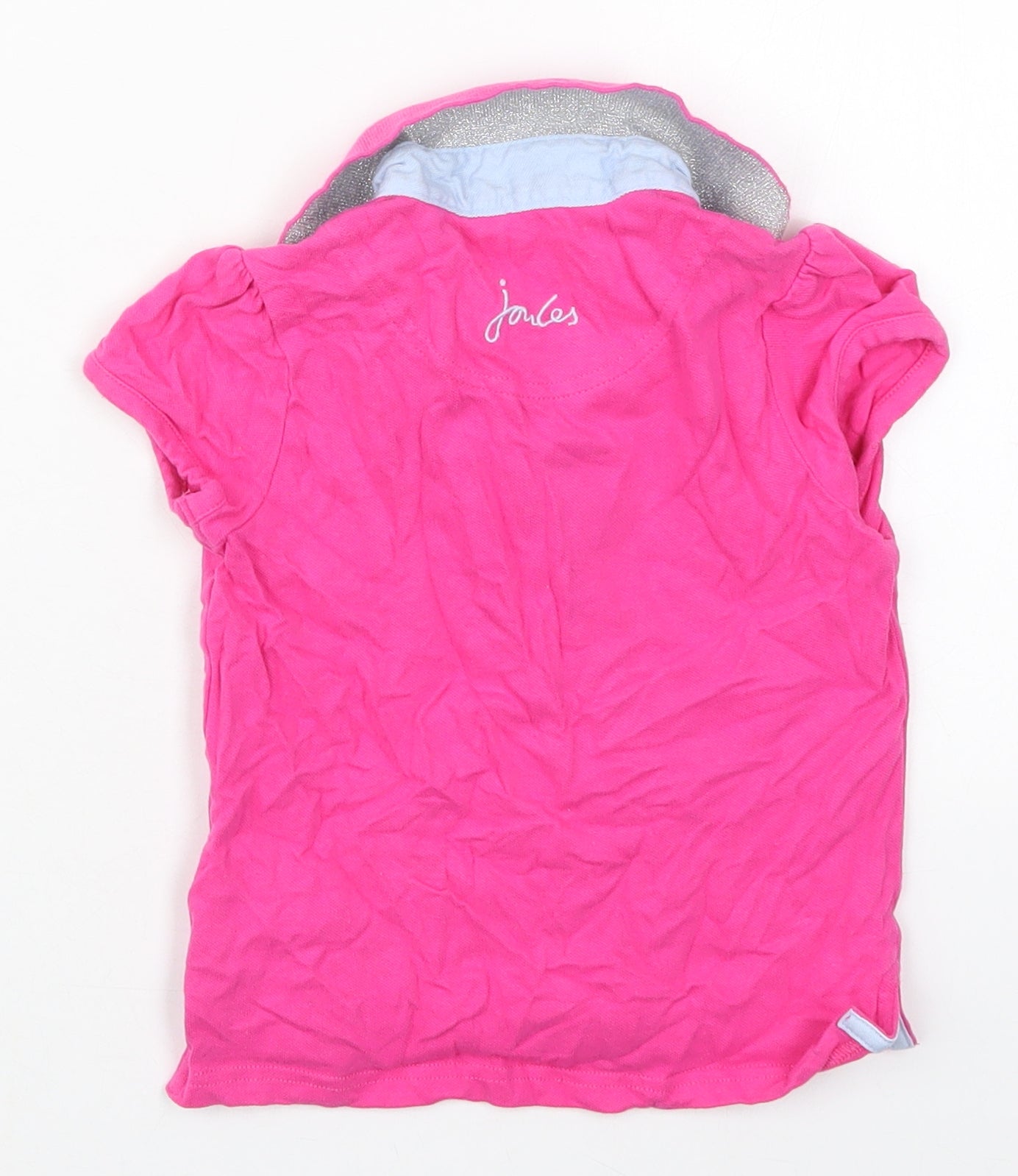 Joules Girls Pink  Cotton Basic Polo Size 3 Years Collared Pullover - Dogs