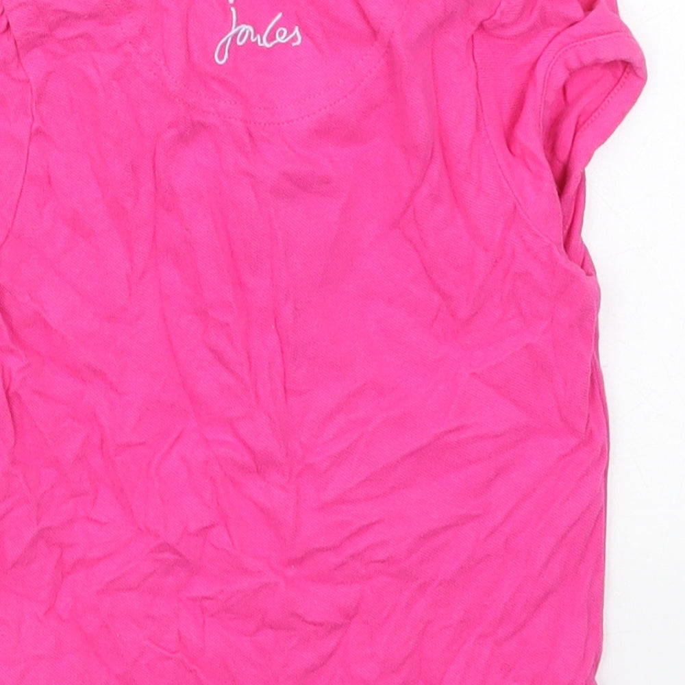 Joules Girls Pink  Cotton Basic Polo Size 3 Years Collared Pullover - Dogs