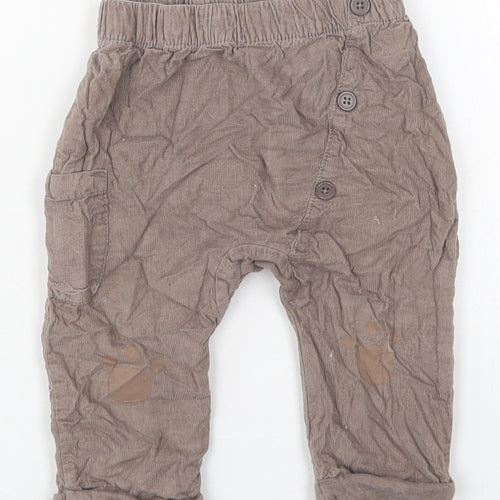 TU Boys Brown  Cotton Capri Trousers Size 6-9 Months   - Paw Prints