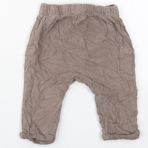 TU Boys Brown  Cotton Capri Trousers Size 6-9 Months   - Paw Prints