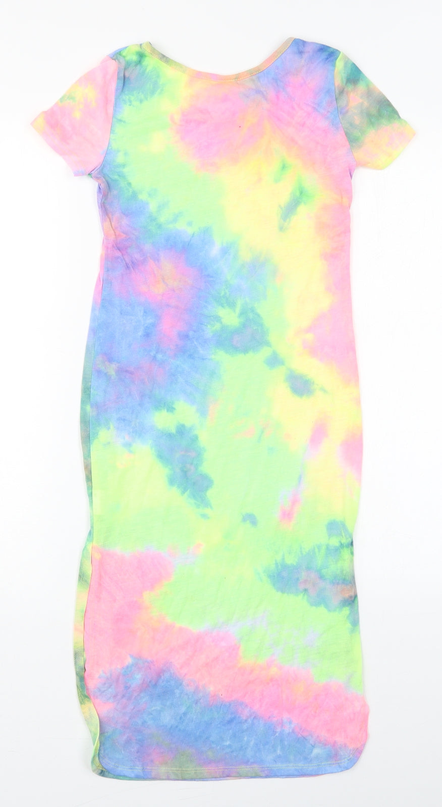 SheIn Girls Multicoloured  Polyester Pencil Dress  Size 10 Years  Round Neck Pullover - Tie Dye Abstract